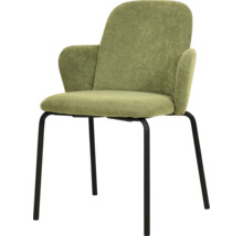 Chaise rembourrée avec accoudoirs et structure métallique noire