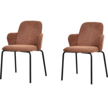 Deux fauteuils avec revêtement en tissu et pieds en métal