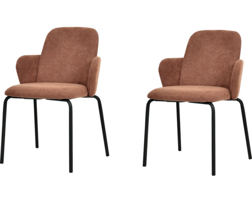 Deux fauteuils avec revêtement en tissu et pieds en métal