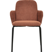 Chaise rembourrée avec accoudoirs et structure en métal noir