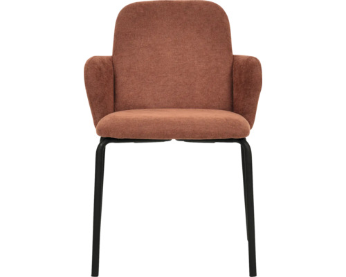 Chaise rembourrée avec accoudoirs et structure en métal noir