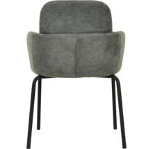 Chaise grise avec accoudoirs et structure en métal noir