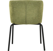 Chaise rembourrée avec revêtement en tissu et cadre en métal noir, vue arrière