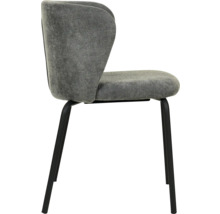 Chaise rembourrée avec revêtement en tissu et structure en métal noir