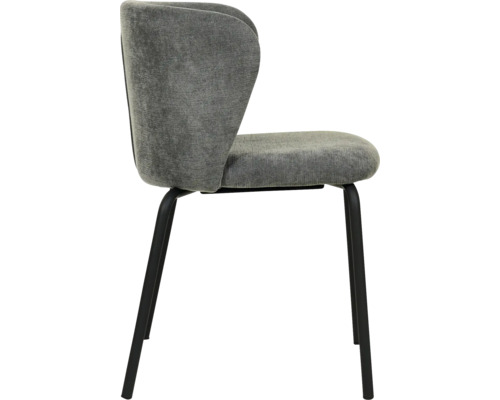 Chaise rembourrée avec revêtement en tissu et structure en métal noir