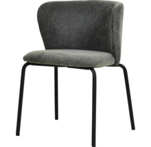 Chaise rembourrée grise avec pieds en métal noir