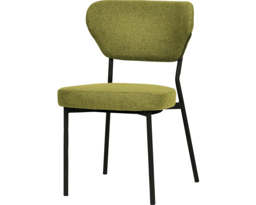 Chaise avec revêtement en tissu et cadre en métal noir