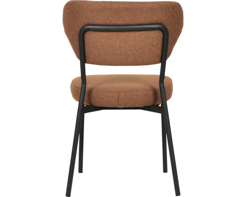 Chaise avec revêtement textile et cadre métallique, vue arrière