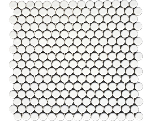 Mosaïque en céramique Bouton universelle blanc mat 30,5 x 32 cm Carreaux de mosaïque en céramique avec un design rond