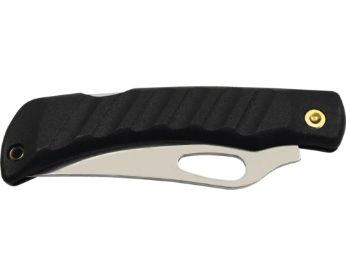 Taschenmesser mit schwarzem Griff und silberner Klinge