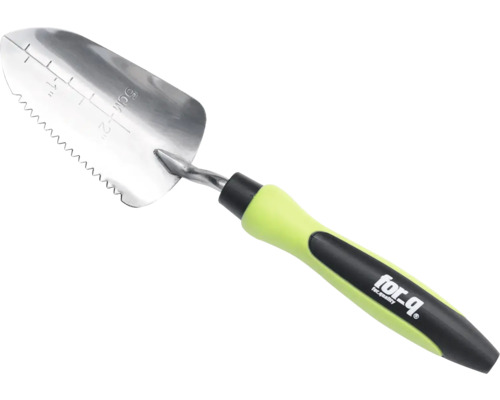 Transplantoir de jardin en acier avec échelle de mesure et bord dentelé