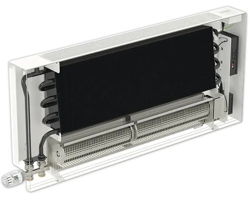 Radiateur en coupe avec vanne thermostatique pour le réglage de la température
