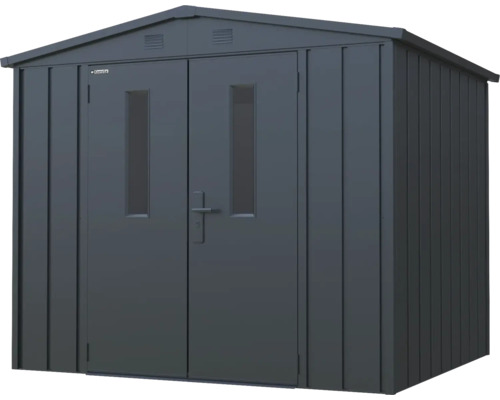 Abri de jardin métallique avec double porte et fenêtres
