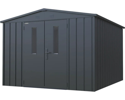 Metall Gerätehaus mit Doppeltür und Fenstern