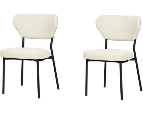 Deux chaises avec revêtement en textile et structure en métal