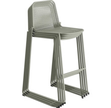Tabourets de bar empilés en métal avec dossier et repose-pieds