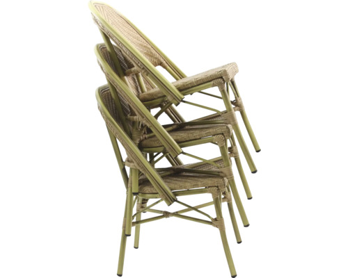Chaises pliantes empilées avec assise en rotin pour l''extérieur