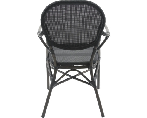 Chaise de jardin en rotin avec accoudoirs, vue arrière