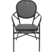 Chaise tressée avec accoudoirs et revêtement en tissu mesh