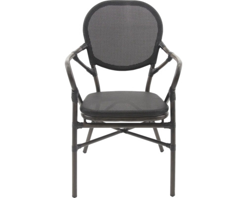 Chaise tressée avec accoudoirs et revêtement en tissu mesh