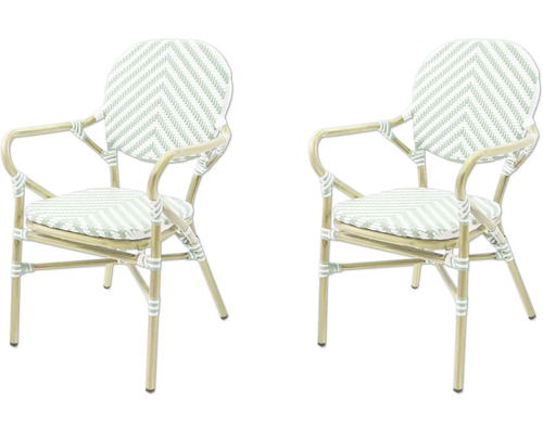 Deux fauteuils en rotin avec accoudoirs et coussins d''assise