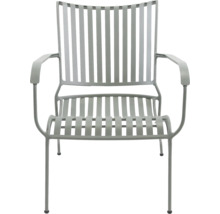 Chaise de jardin en métal avec accoudoirs et motif à lattes