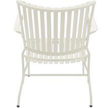 Fauteuil de jardin en métal avec accoudoirs, vue arrière.