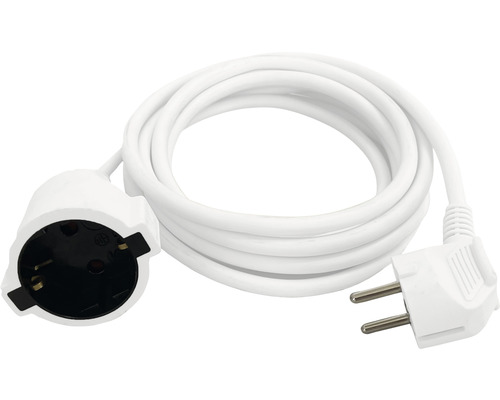 Contact de protection rallonge 2 m H05VV-F3G1,5 mm² blanc avec prise + raccord Indoor