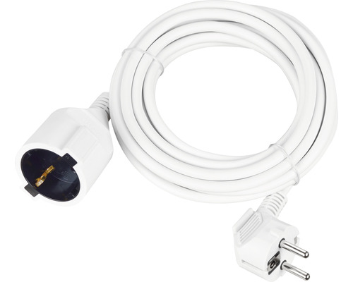 Schutzkontakt Verlängerungskabel 5 m H05VV-F3G1,5 mm² weiß mit Stecker + Kupplung Indoor