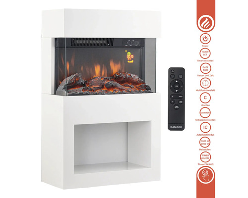 Cheminée avec effet de flamme et télécommande