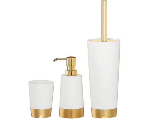 Badezimmer-Set mit Seifenspender, Zahnputzbecher und Toilettenbürstengarnitur