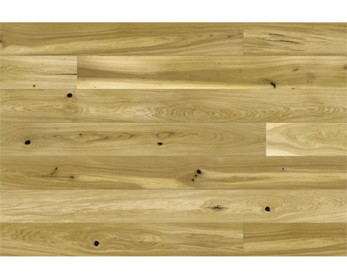 Installation d''un plancher en bois clair avec nœuds