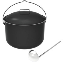 Marmite noire avec couvercle et louche