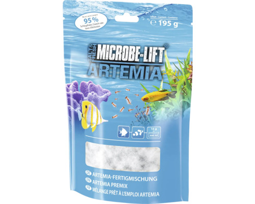 Fertigmischung MICROBE-LIFT Artemia 195 g Artemia-Fertigmischung aus Salz und Artemia-Eiern, zur Lebendfutterherstellung, Jungfischfutter Microbe-Lift Artemia Fertigmischung, 195 Gramm Packung für Aquarienfische
