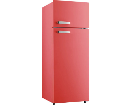 Freistehender Kühl- und Gefrierschrank mit zwei Türen und Griffen aus Metall