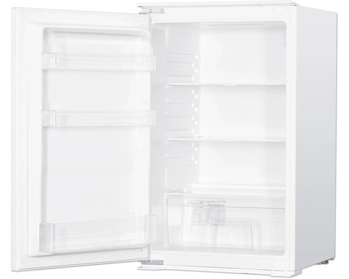 Réfrigérateur blanc ouvert avec étagères