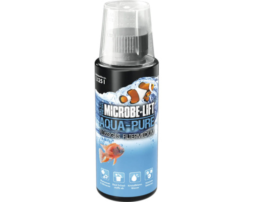 Conditionneur d'eau MICROBE-LIFT Aqua-Pure agent filtrant liquide pour une eau cristalline, dégradation des substances nocives, neutralise les métaux lourds, élimine durablement le nitrate 118 ml pour l'eau douce et l'eau de mer