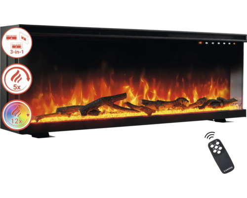 Cheminée électrique avec effet de flamme et télécommande