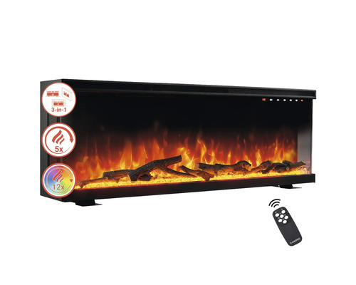 Cheminée électrique avec effet de flamme, bûches et télécommande
