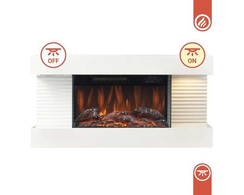 Cheminée électrique avec effet de flamme et fonction de chauffage