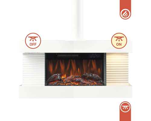 Cheminée électrique avec fonction de chauffage en blanc