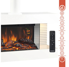 Dekorativer Elektrokamin mit Flammeneffekt und Fernbedienung.