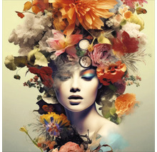 Portrait d''une femme avec des fleurs dans les cheveux, représentation artistique