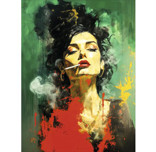 Peinture d''une femme avec une cigarette à la bouche