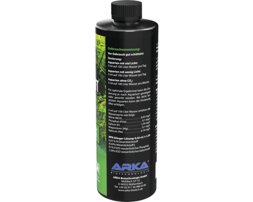 ARKA Plant Basic Flüssigdünger in einer schwarzen Flasche