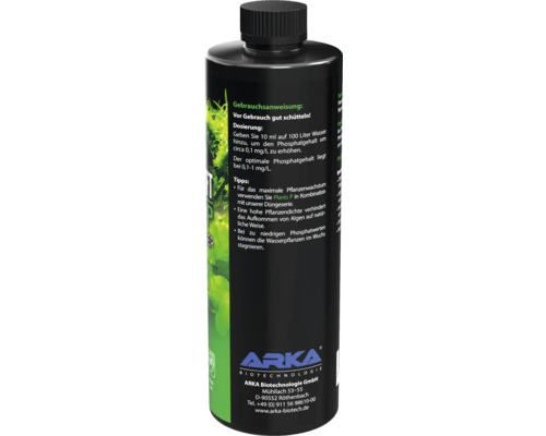 Engrais phosphaté ARKA Biotechnologie pour plantes d''aquarium en bouteille noire
