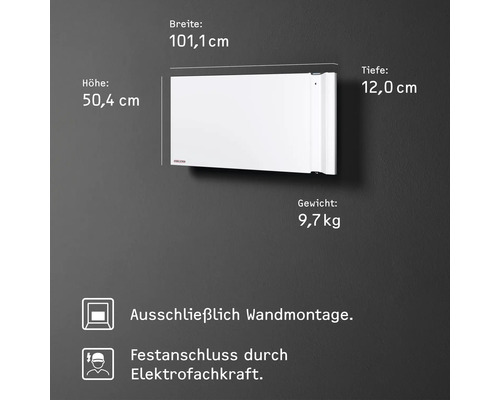 Abmessungen und Gewicht eines Heizkörpers für die Wandmontage