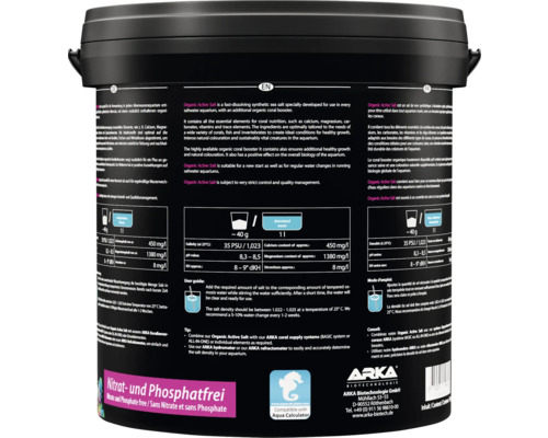 Seau de sel actif organique pour une utilisation dans un aquarium d''eau de mer