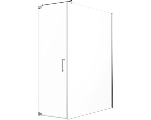 Porte de douche Jungborn avec paroi latérale SETTE porte pivotante à gauche paroi latérale à droite 70 x 140 cm couleur de profilé chrome verre transparent avec revêtement résistant à la saleté et poignée barre Cabine de douche avec porte en verre et poignée