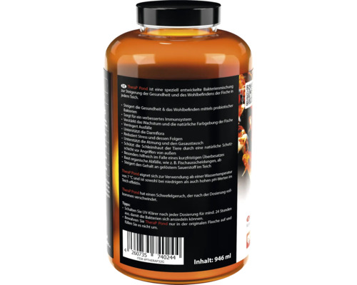 TheraP Pond Bakterienmischung in einer Flasche mit 946 ml Inhalt zur Steigerung der Gesundheit von Fischen im Teich.